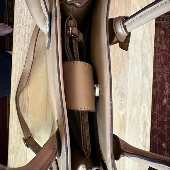 Nine West  Women's Tan Leather Shoulder Bag Adjustable Strap Medium - Picture 9 of 11